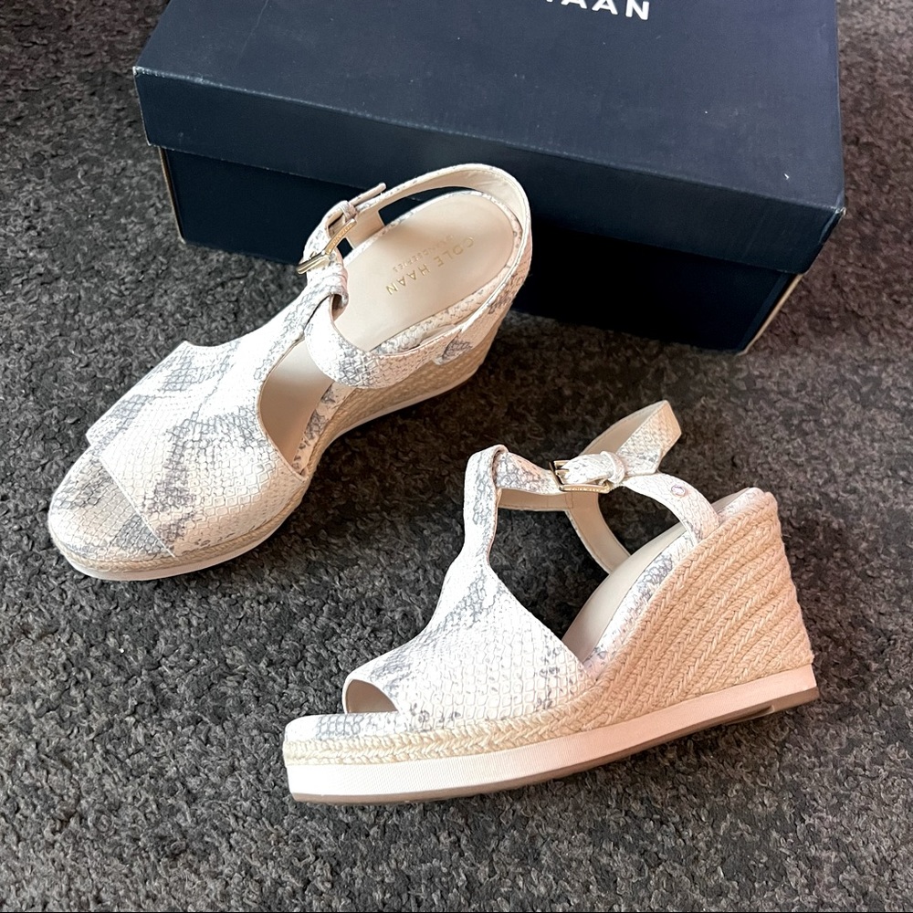 Cole Haan Cloudfeel Python Print Espadrilles Wedg… - image 1